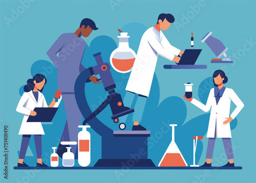 Medical Research and Development on White Background
