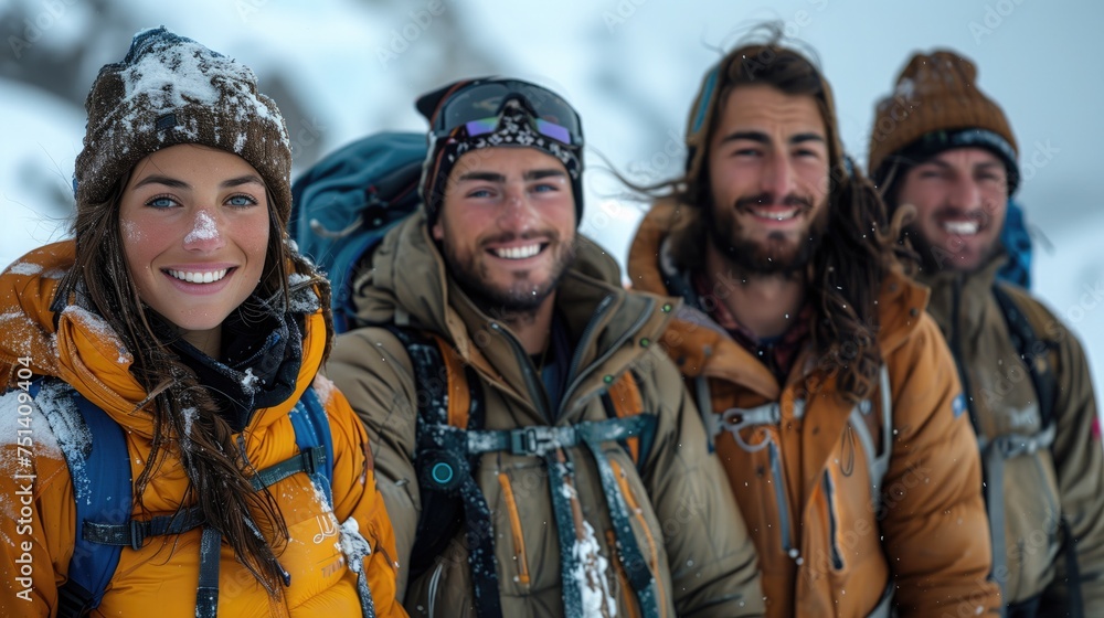 With the summit within reach, the team pushes forward with renewed determination and resolve. Their faces are lit up with a sense of triumph With the summit within reach, the team pushes forward with renewed determination and resolve. Their faces are lit up with a sense of triumph
