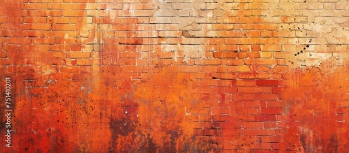 A red brick wall with vibrant yellow paint splatters creating an abstract and grungy background. The stark contrast between the brick and paint adds an interesting visual element.