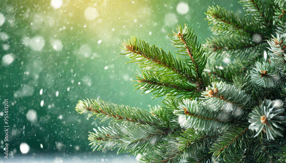 Beautiful green fir tree branches close up. Christmas and winter concept Beautiful green fir tree branches close up. Christmas and winter concept