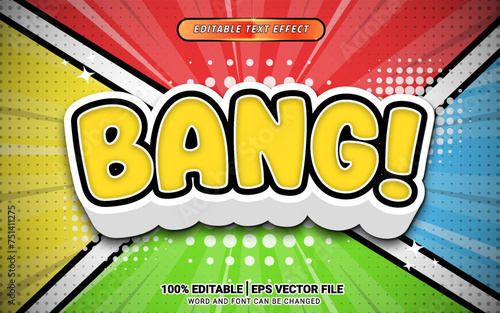 bang vintage retro comic cartoon style 3d text effect design