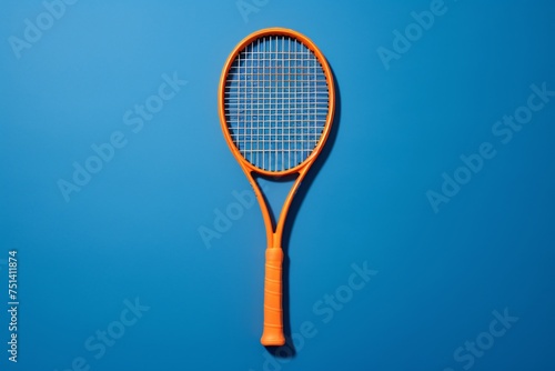 an orange tennis racket © White