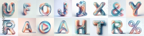pastel colors blend glass 3D Lettering Typeface. AI generated illustration
