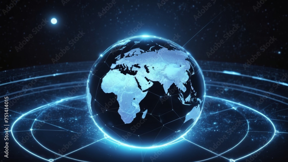 Fototapeta premium Global virtual internet world connection of metaverse technology network digital communication and worldwide networking