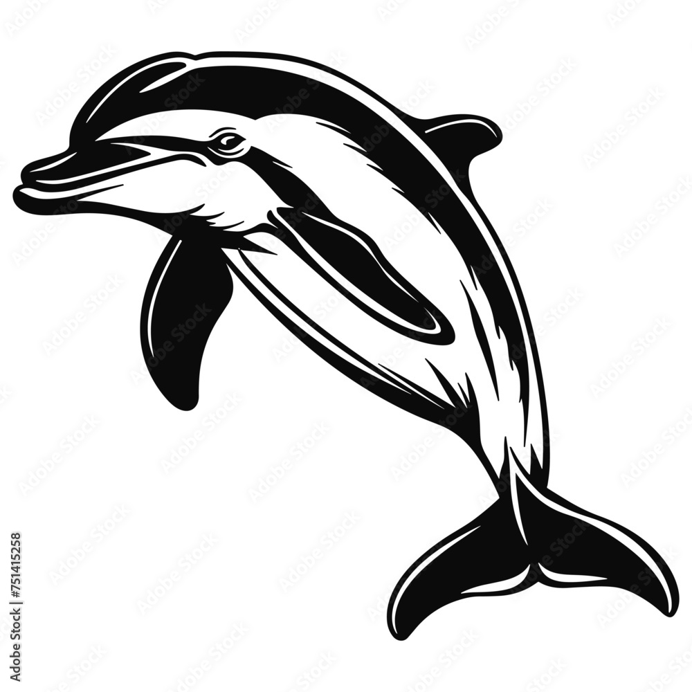 Silhouette of a dolphin, vector illustration. Silhouette of a dolphin, vector illustration.