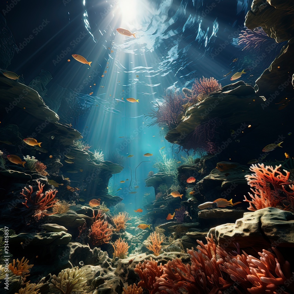 Surreal Underwater the Sublime Beauty of the Deep, Generative ai.