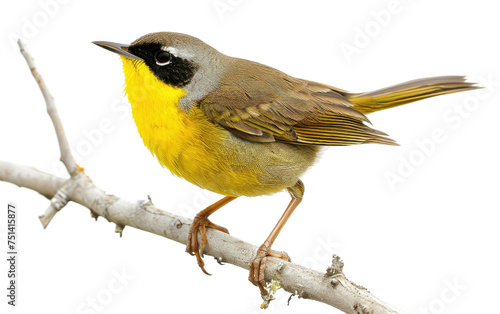 Perched Yellowthroat on a Branch isolated on transparent Background photo