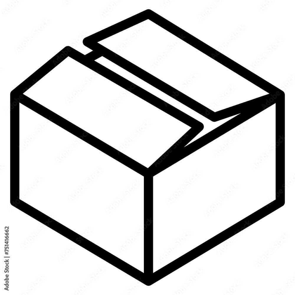 Box icon. Empty open shipping box or unboxing. Carton boxes icon. Stock vector. Vector illustration.
