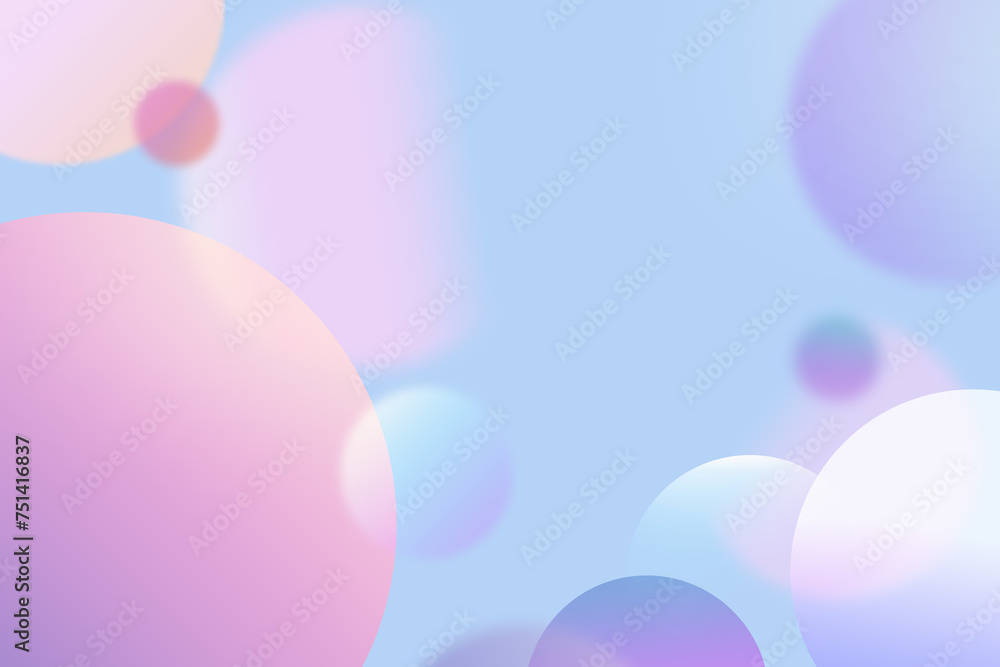 Pastel gradient soft light geometric abstract bubble and bokeh on blue background design for Graphic Business technology digital web template background backdrop wallpaper, soap bubbles, sphere.