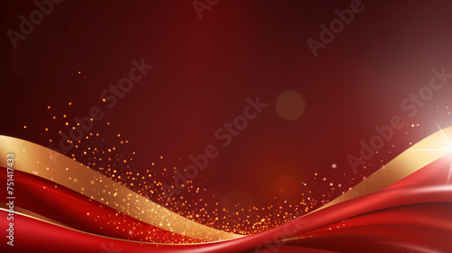 Red gold curved abstract art background
