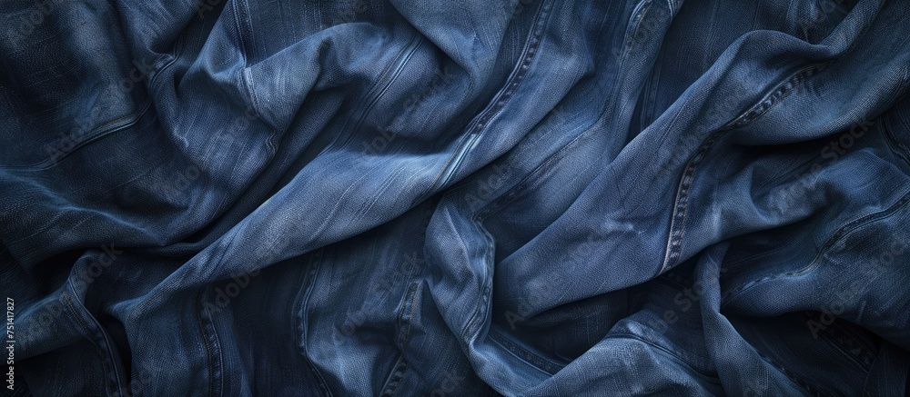 A close-up view of a blue cloth with a textured surface against a dark background. The fabric appears to have a stylish and chic design, creating a visually appealing contrast with the dark backdrop. A close-up view of a blue cloth with a textured surface against a dark background. The fabric appears to have a stylish and chic design, creating a visually appealing contrast with the dark backdrop.