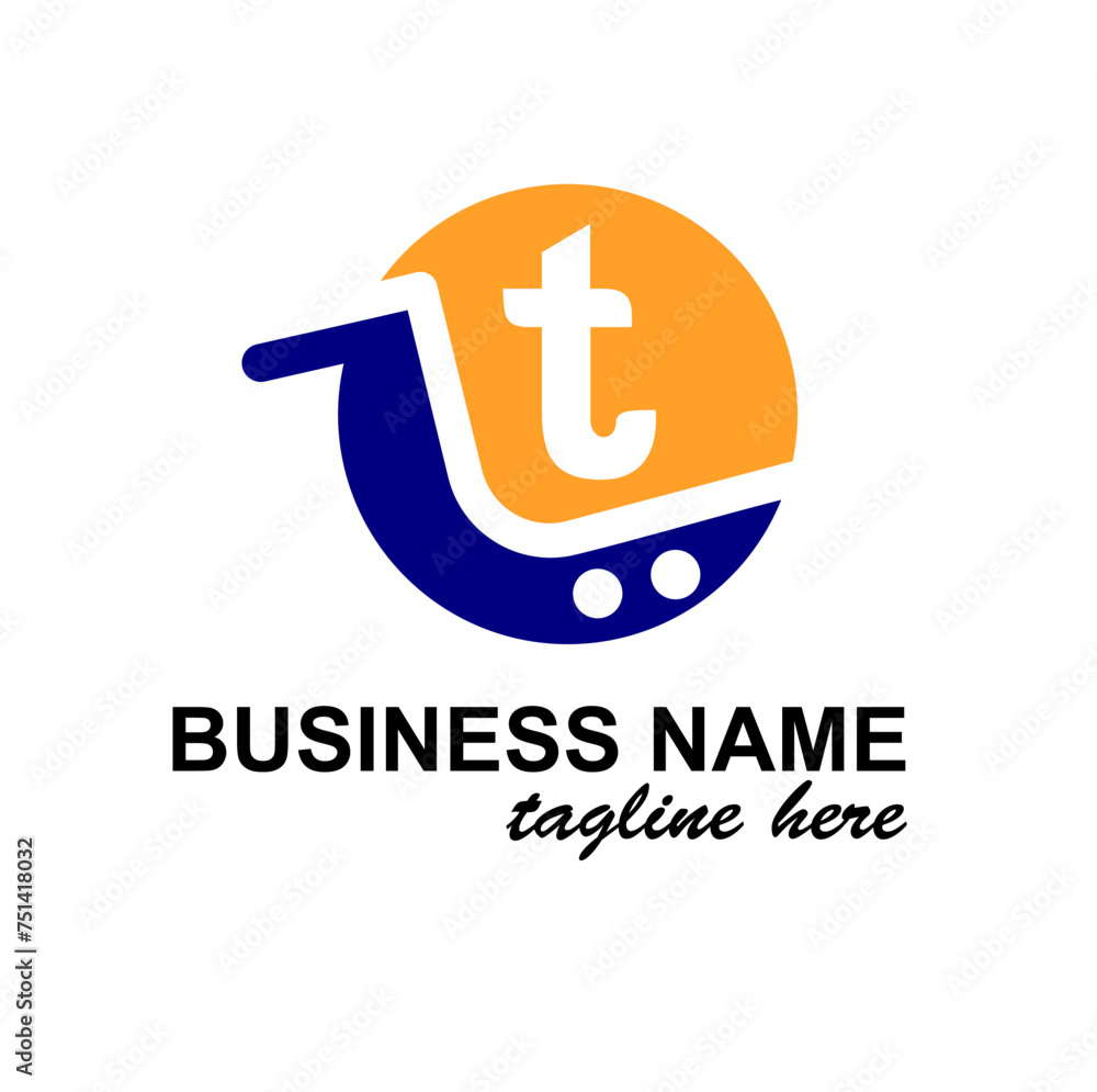 Initial t Letter in Shopping Cart, Trolley for Supermarket, Market, Shop, Store Business Simple Modern Logo Idea Initial t Letter in Shopping Cart, Trolley for Supermarket, Market, Shop, Store Business Simple Modern Logo Idea
