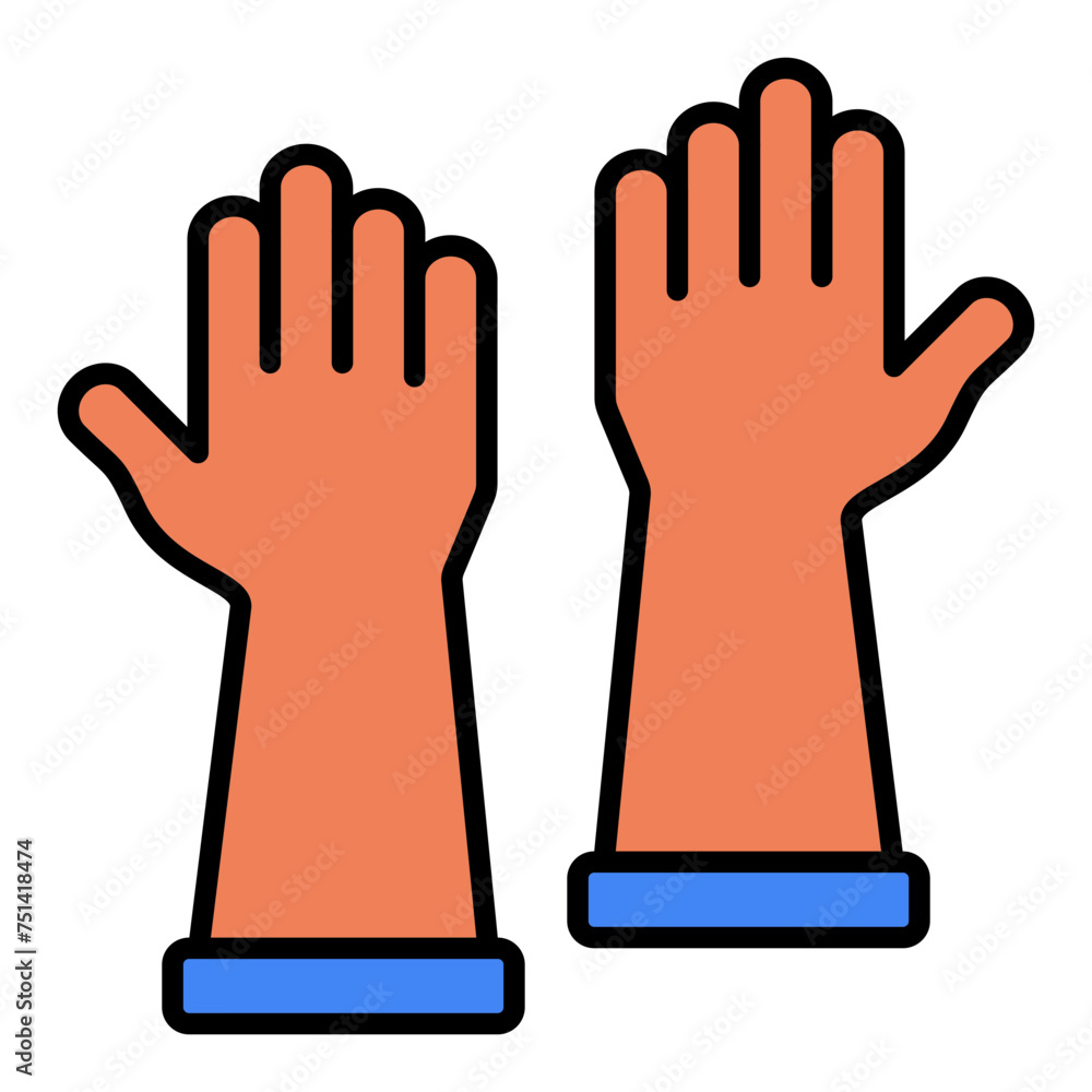 Cleaning Gloves line filled icon Cleaning Gloves line filled icon
