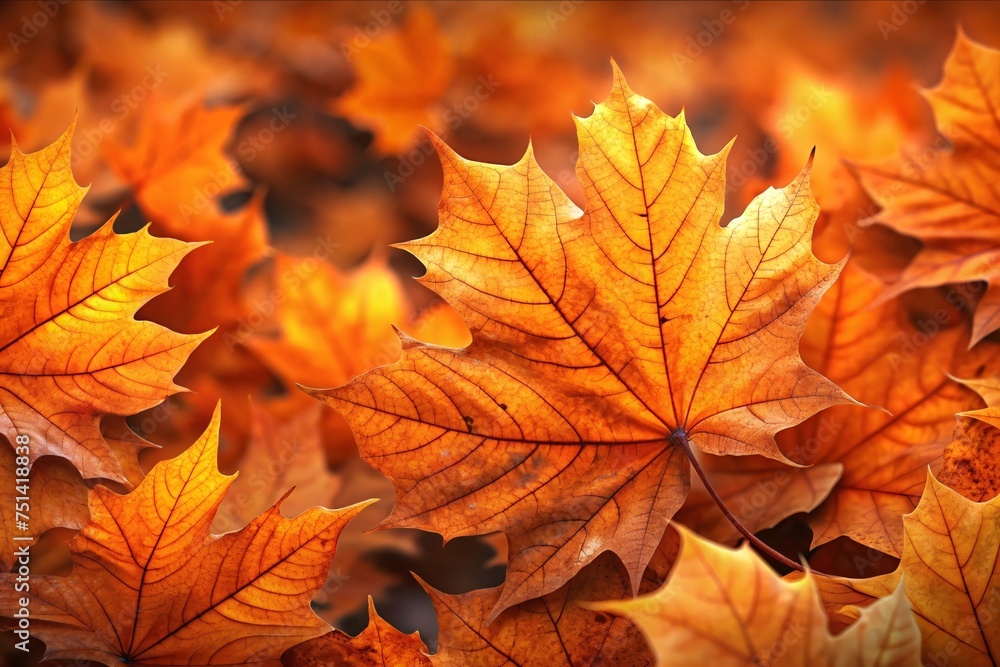 Autumn leaves on the ground in the forest. Autumn background.