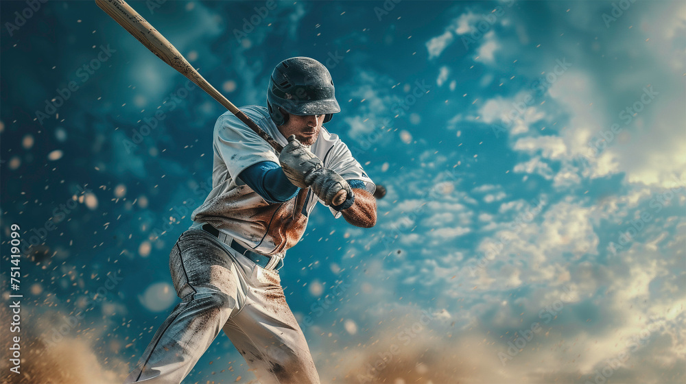 Obraz premium Baseball player action with bat taking.