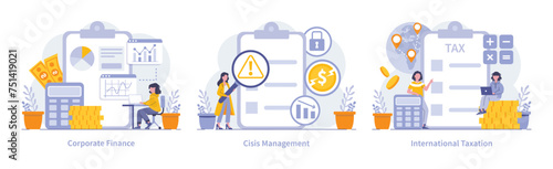 Strategic Management and Finance concept. Flat vector illustration.