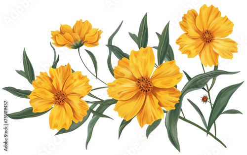 Sticker of a Coreopsis Branch isolated on transparent Background