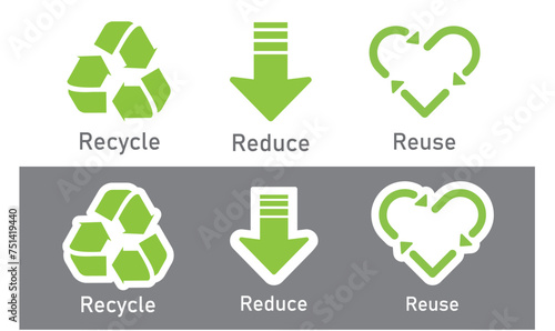 The symbols for reduce, reuse, recycle.