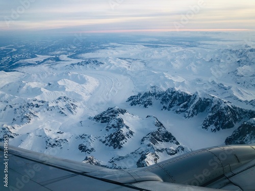 Glacier aerial view from plane