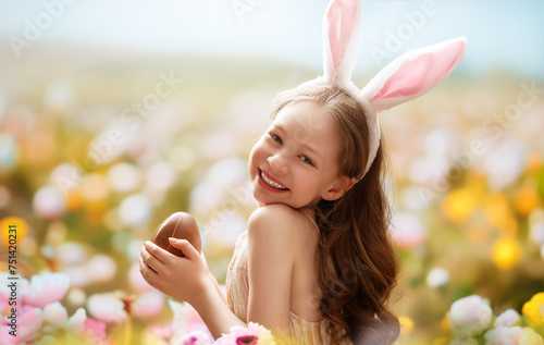 child with choco egg outdoors