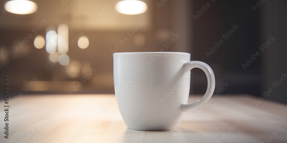 White coffee cup on a table in cafe White coffee cup on a table in cafe