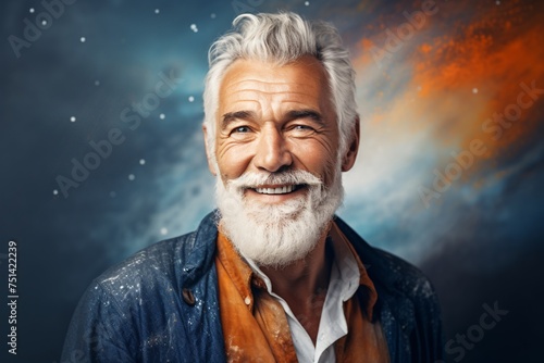 a man with white beard and white hair photo