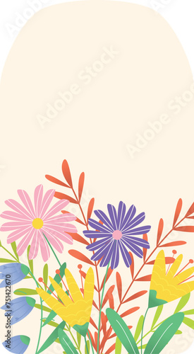 Wedding floral tag vector illustration. Template vintage greeting design flow...