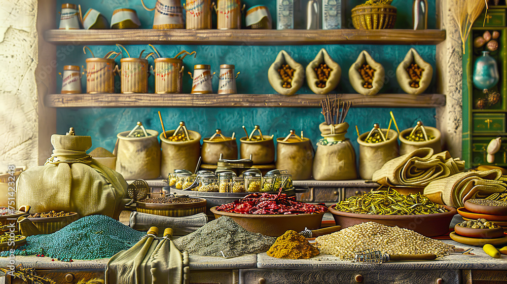seasoning spices and condiments bazaar. street market. seasoning spices and condiments bazaar. street market.
