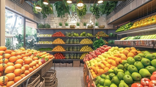 clean and modern fresh fruit supermarket photos