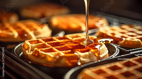 Beautiful background for Belgian waffles advertisement