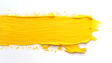 Yellow color brush stroke isolated on white background