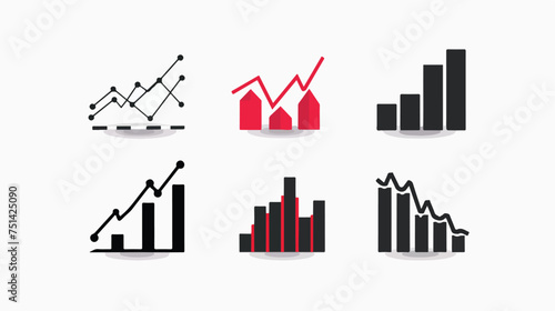 Growing graph Icon set Chart