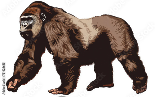 Sticker featuring a Gorilla isolated on transparent Background