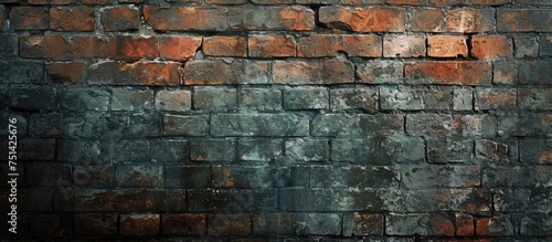 A red brick wall stands out against a stark black backdrop, creating a striking contrast. The texture of the bricks adds depth and character to the scene. © 2rogan