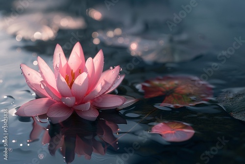 a pink flower in water