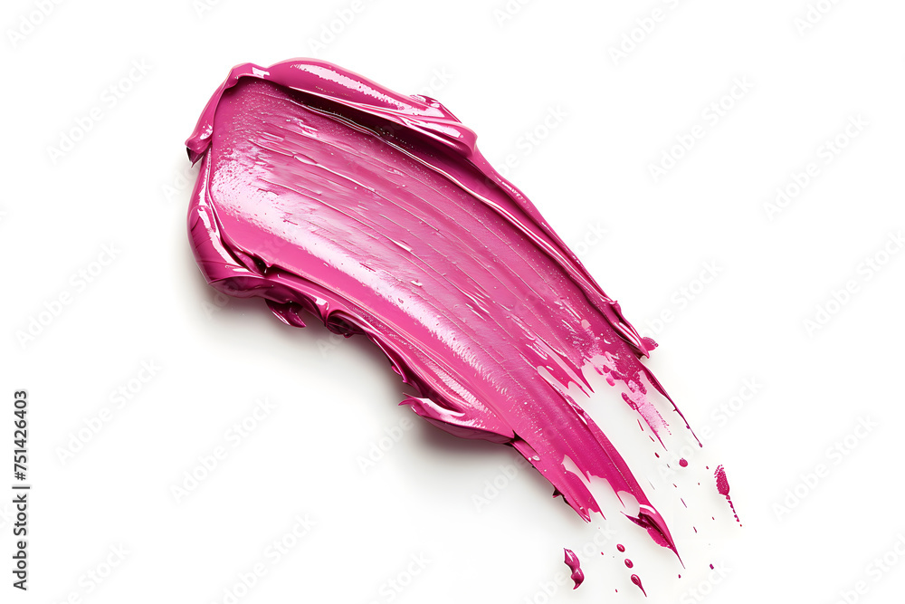 Pink lipstick glossy swatch isolated on white