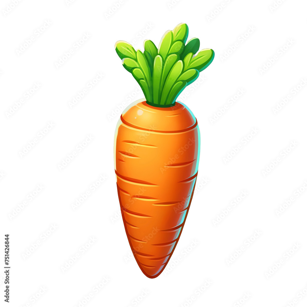 3D Carrot with green tops cartoon style illustration 3D Carrot with green tops cartoon style illustration