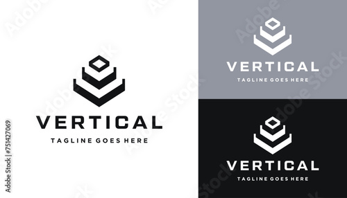 Simple Initial Letter V with Modern Line Hexagon Logo Design