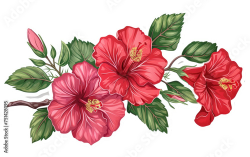 Sticker featuring a Hibiscus Branch isolated on transparent Background