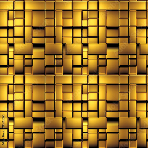 Golden metal surface seamless pattern. Yellow gold texture background. Luxury risch style wallpaper. Digital artistic artwork raster bitmap illustration. AI artwork. 
