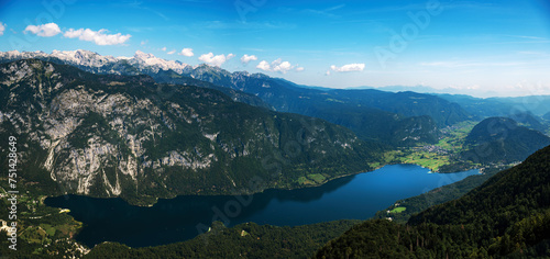 Lake Bohinj in summer, famous travel destination in Triglav national park in Slovenia, aerial shot © Bits and Splits
