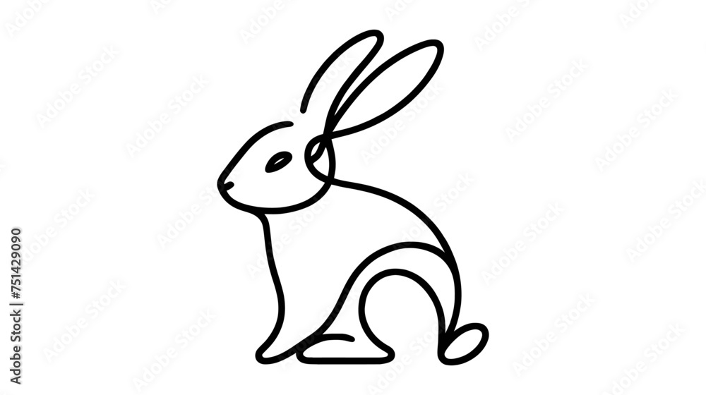 Rabbit one line drawing icon vector illustration on white background
