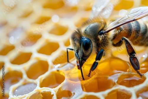 Close-up of a bee on a honeycomb © Zero Zero One