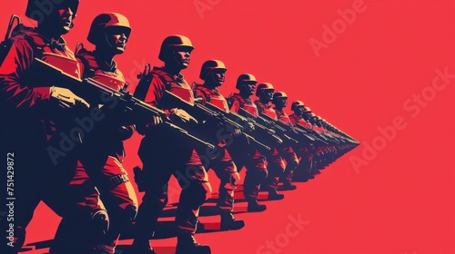 Propaganda Style Design of Soldiers Marching
