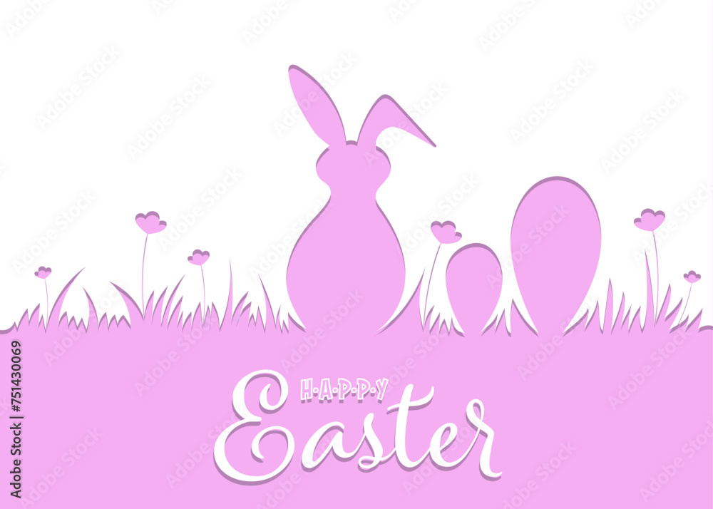 Easter pattern with bunnies and easter eggs. Hand drawn easter horizontal background with bunnies, flowers, easter eggs. Easter pattern with bunnies and easter eggs. Hand drawn easter horizontal background with bunnies, flowers, easter eggs.