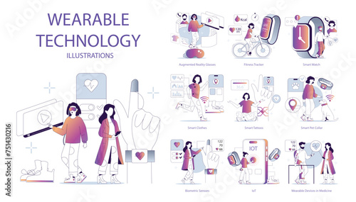 Wearable Technology concept. Flat vector illustration.
