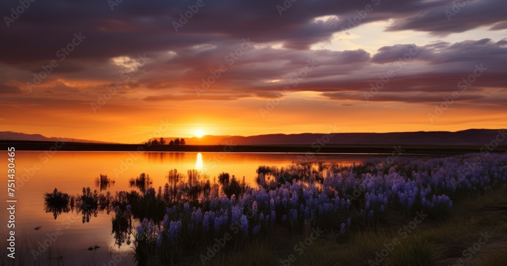 Obraz premium A Stunning Sunset Embraces the Wildlife of the National Park
