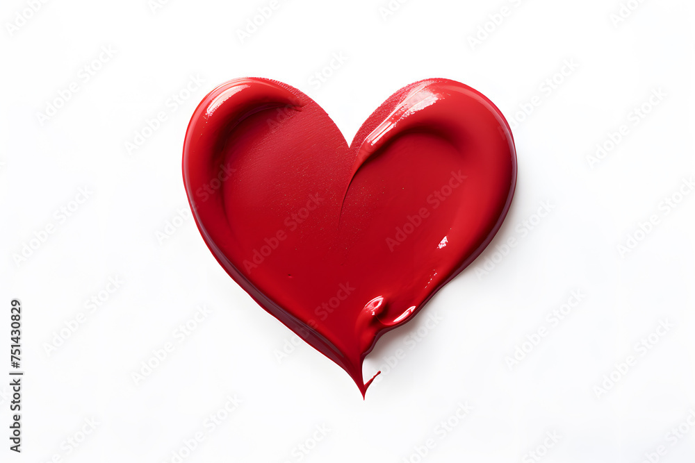 Heart made of red lipstick isolated on white background Heart made of red lipstick isolated on white background