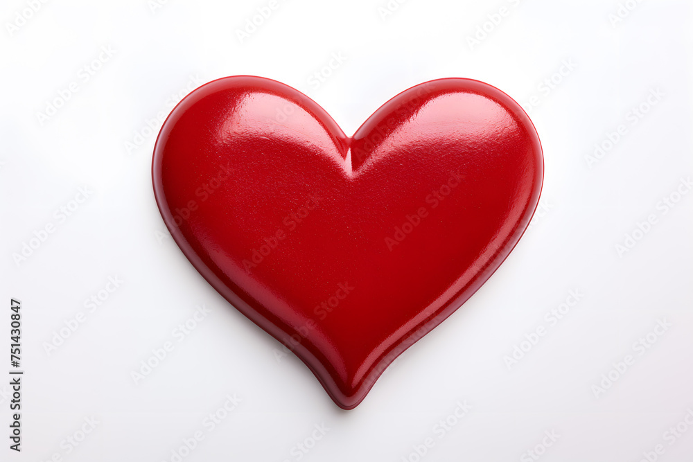 Heart made of red lipstick isolated on white background