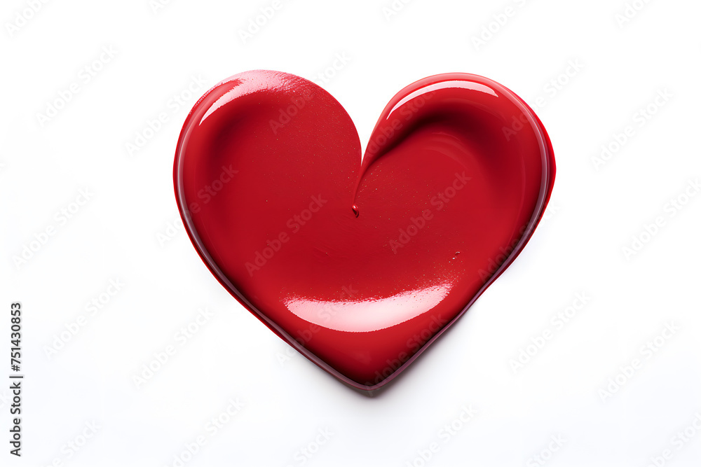 Heart made of red lipstick isolated on white background Heart made of red lipstick isolated on white background